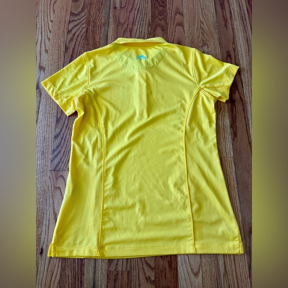 Peter Millar Element Bright Yellow Short Sleeve Zip Polo - Small - Picture 7 of 8